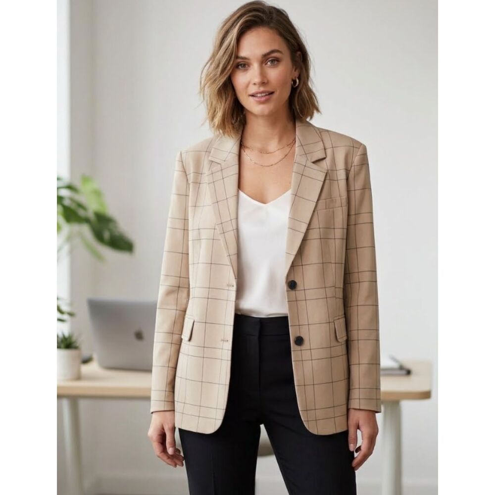 Vero Moda Long Sleeve Plaid Check Blazer Jacket Women's Size 6
